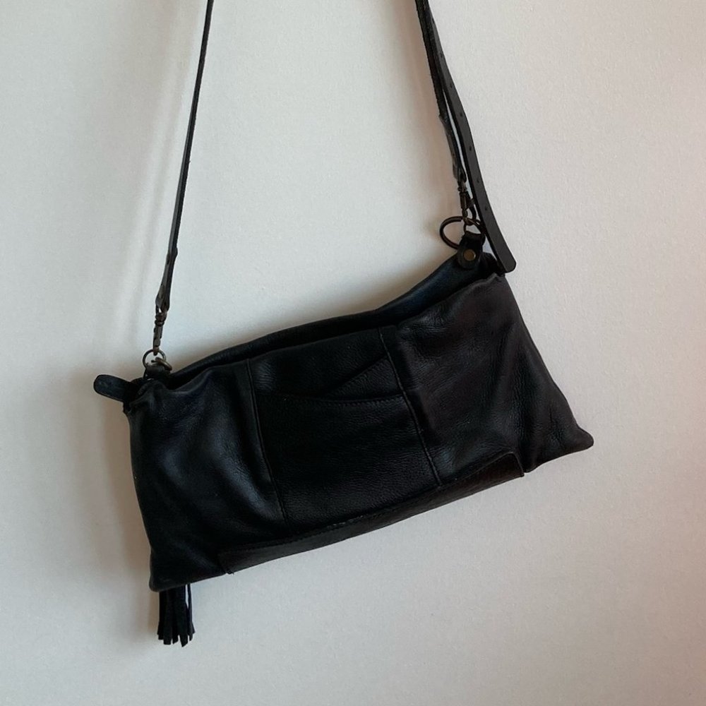 Will Leather Goods Black Convertible Cross-body Clutch